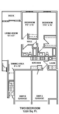 Unit B-2 bed - 2 bath