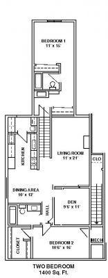 Unit C-2 bed+den - 2 bath