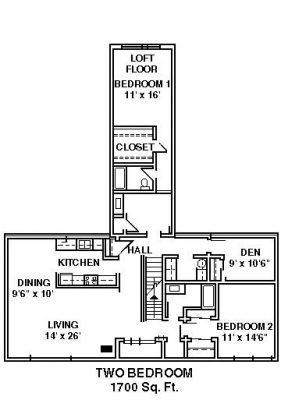 Unit D-2 bed delux+den - 2 bath